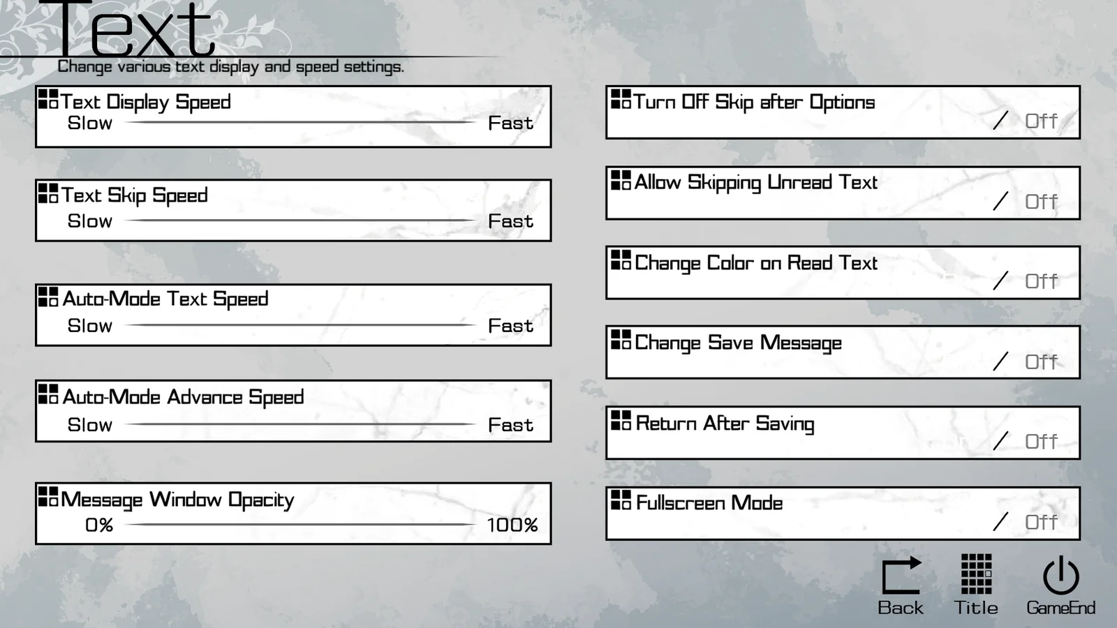 Text settings — Patched