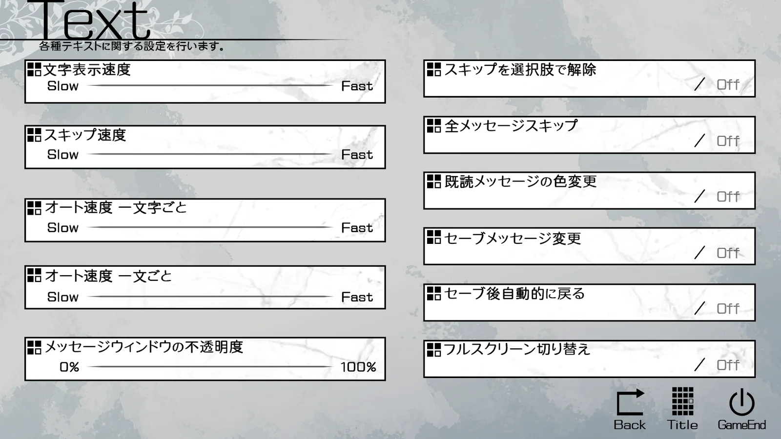 Text settings — Original