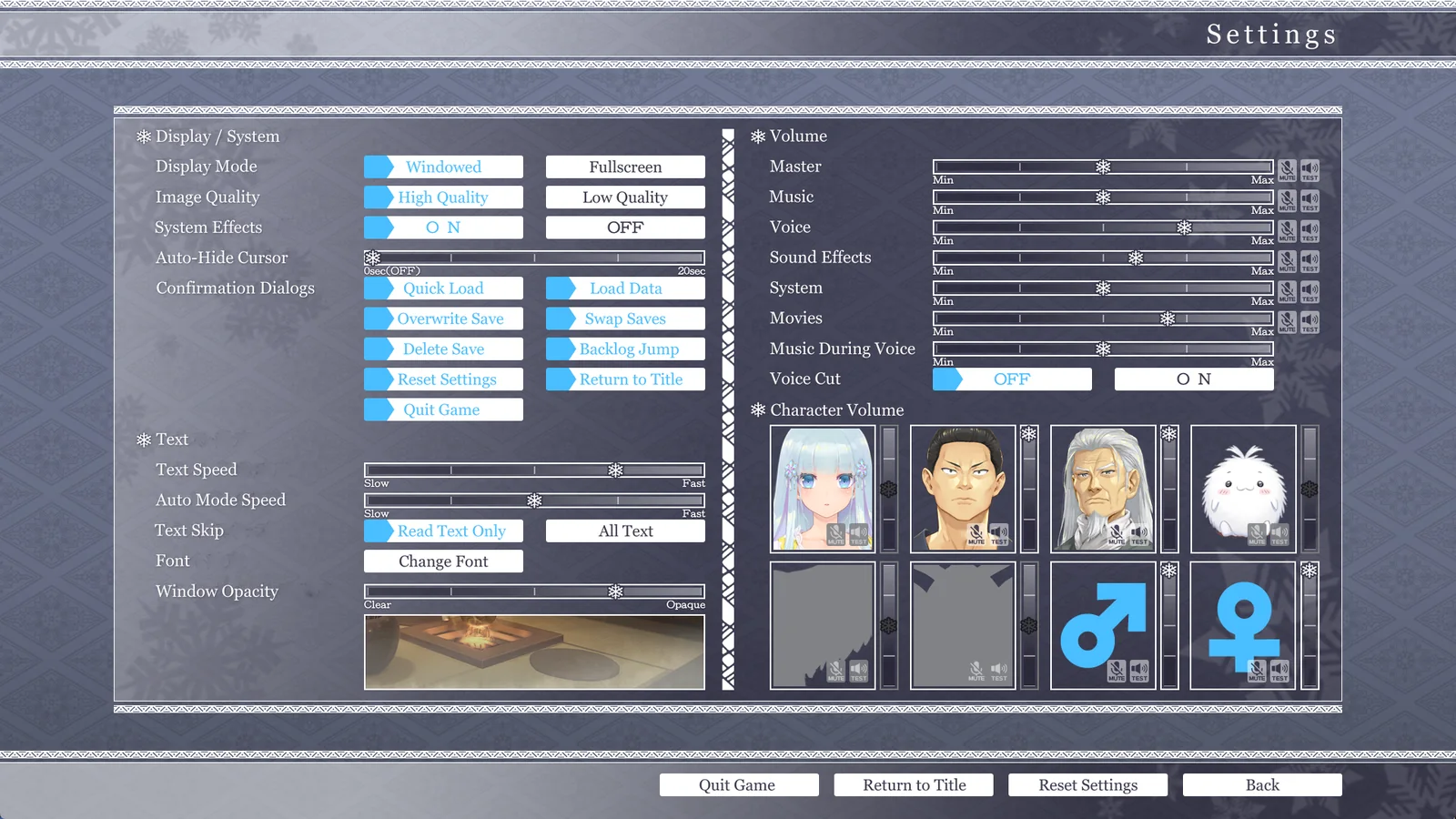 Settings — English